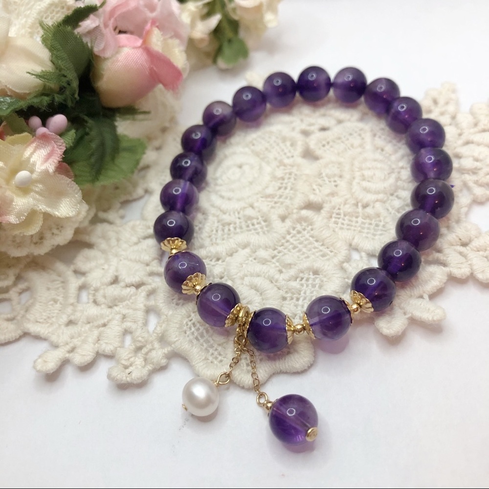 14K gold Nature Amethyst  Crystal Brcelect